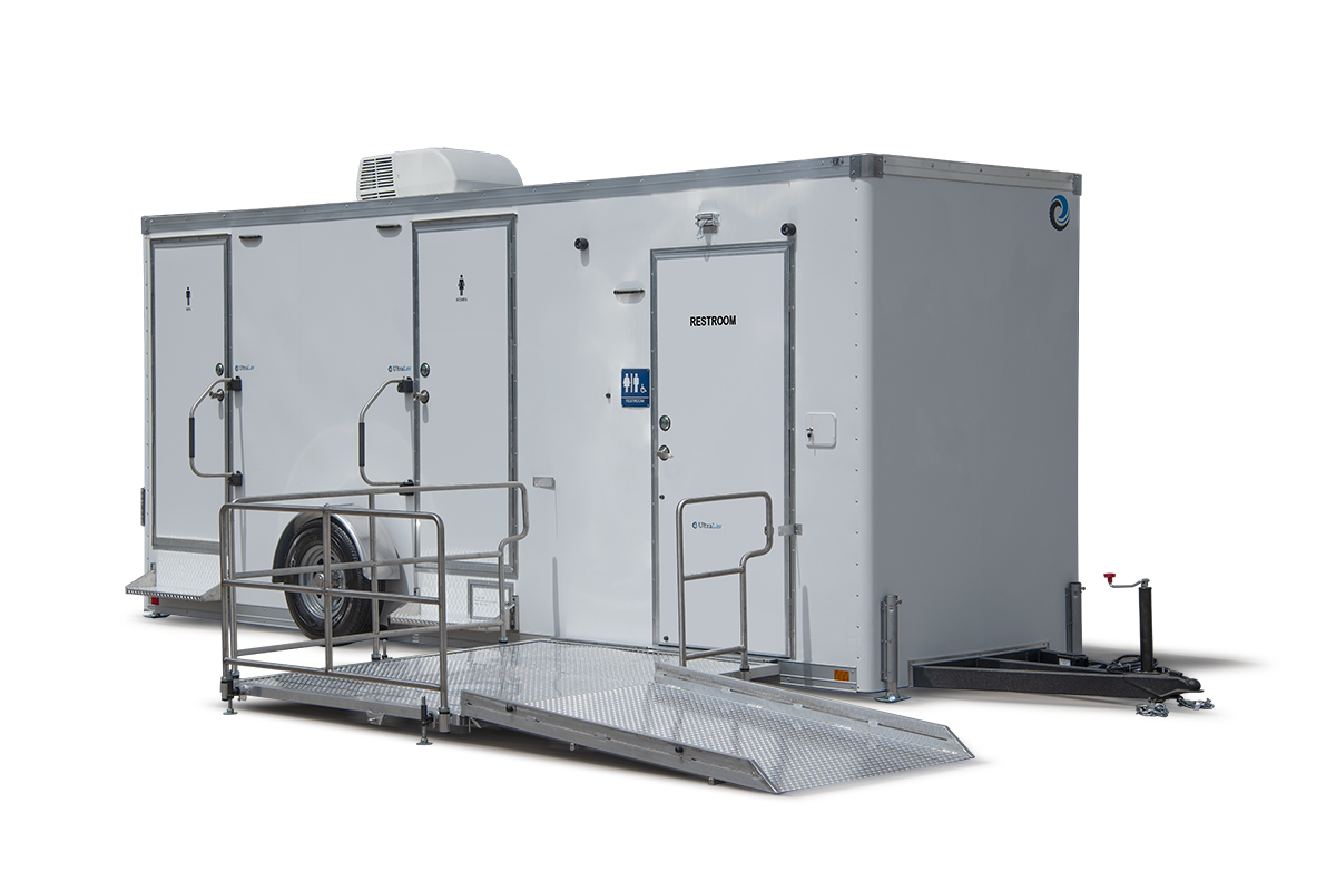 Portable Restroom In Forest — Downey, CA — Affordable Porta Potty Affordable Portables LLC ADA plus 2 Luxury restroom trailer — Downey, CA — Affordable Porta Potty Affordable Portables LLC