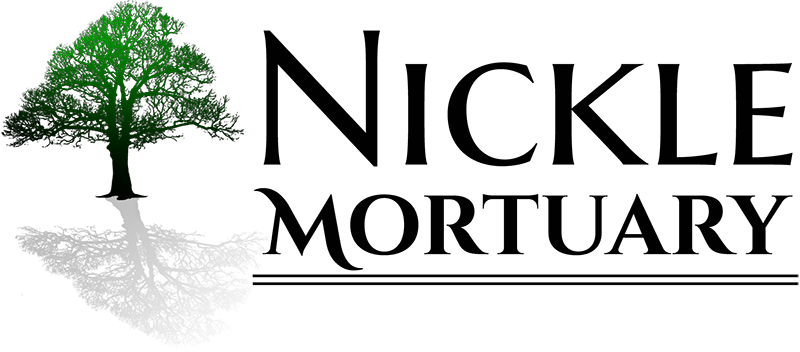 a logo for nickle mortuary with a tree and roots