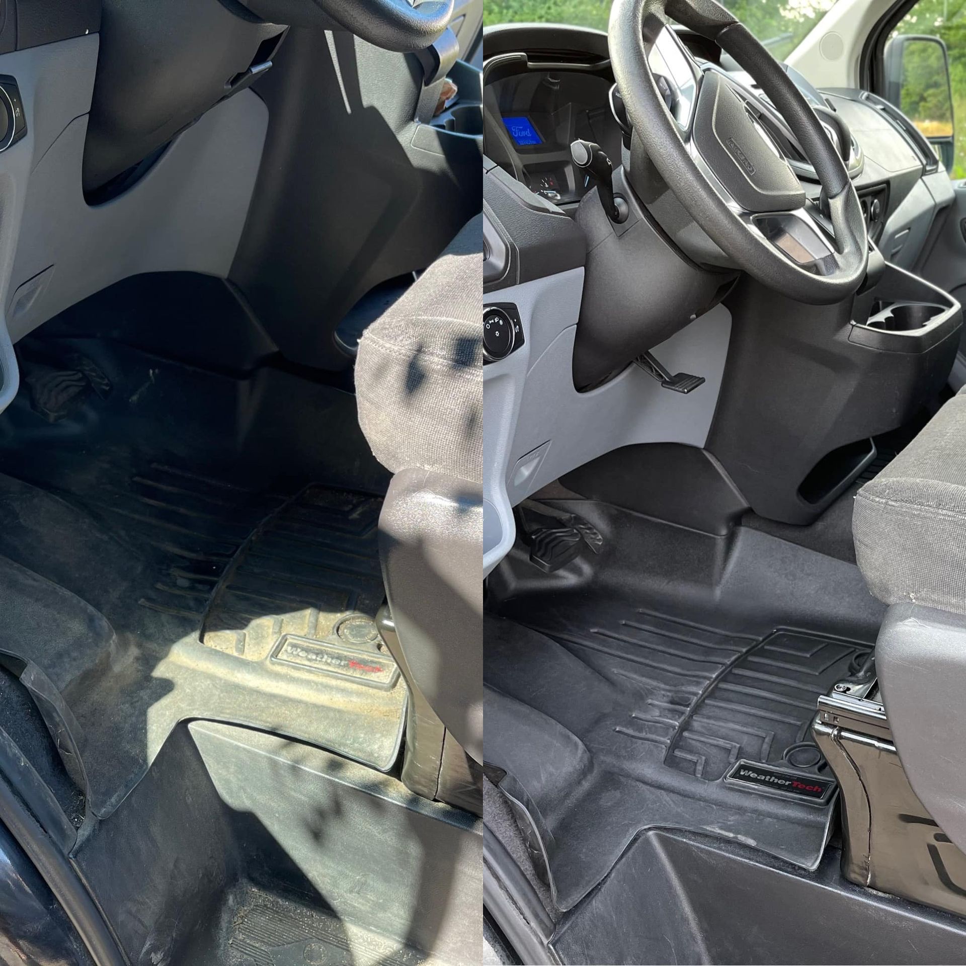 a before and after picture of the interior of a car