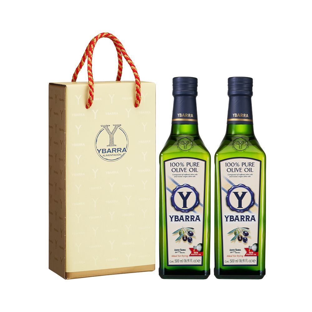 【2入禮盒組】西班牙YBARRA 純橄欖油500ml 玻璃瓶裝 原裝進口 送禮 伴手禮