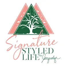Logo with green tree in pink triangle above &ldquo;Signature Styled Life&rdquo; text