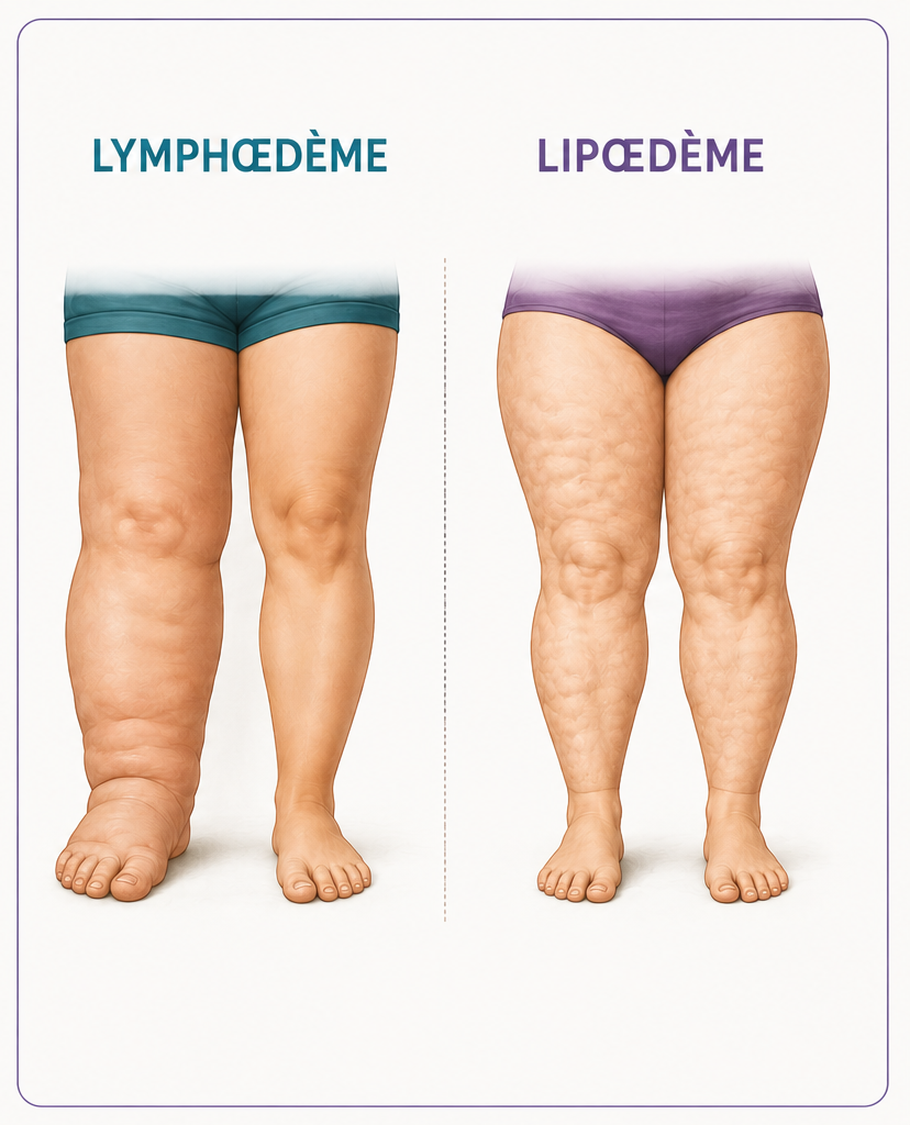 illustration du lipoedeme et lymphoedeme