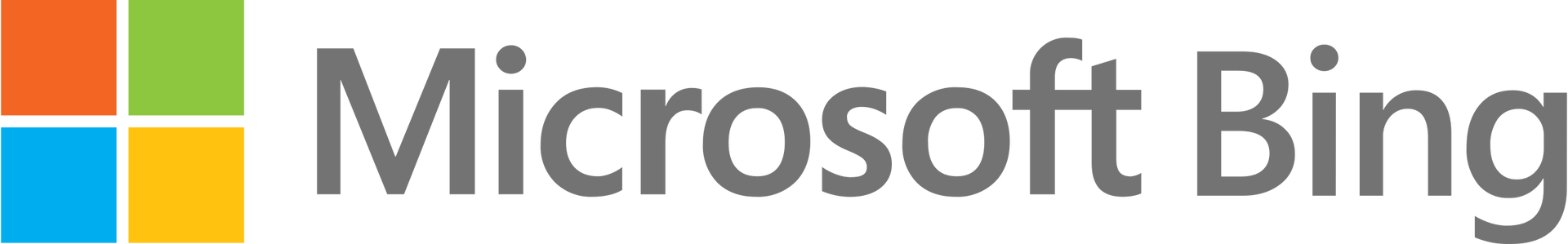 Microsoft Bing logo with a colorful square design and text.