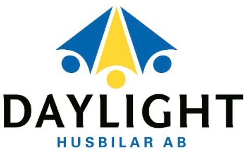 Logo for Daylight Husbilar AB, featuring a blue and yellow abstract design above black text.