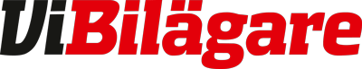 Vi Bilägare logo, black letters on a red background.