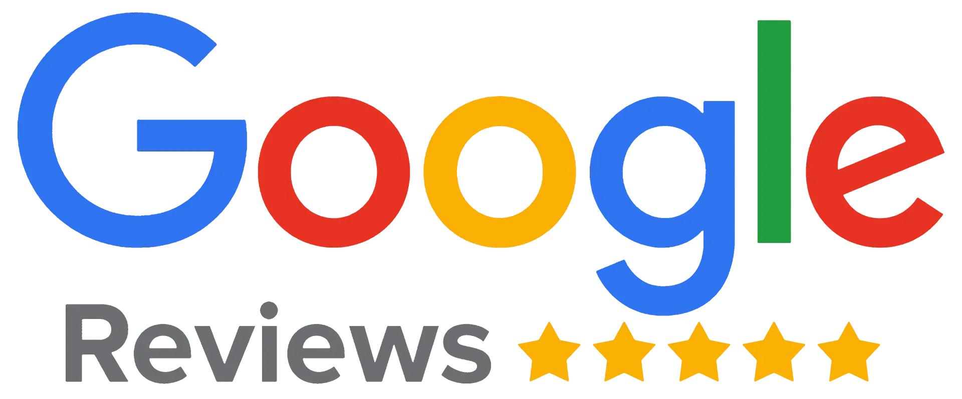 Un logotipo de revisión de Google con cinco estrellas.