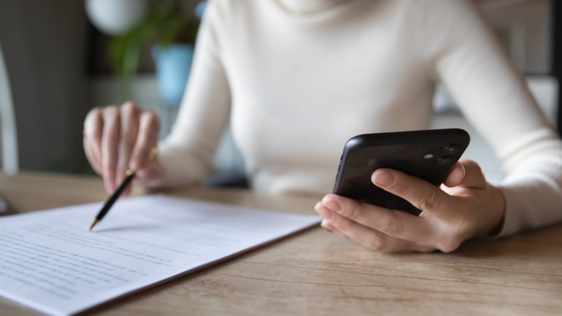 Close up focused reading paper contract agreement