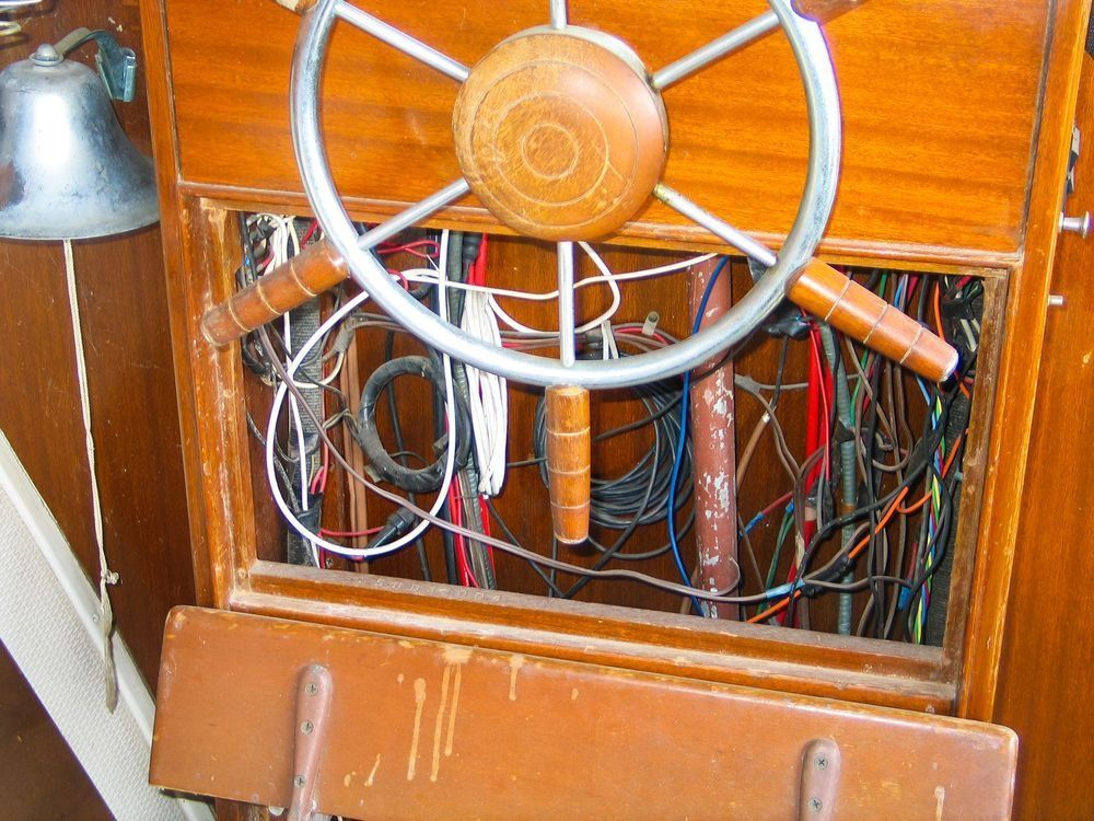 Wooden Boat Helm With Exposed Wiring — Pete's Auto Electrical in Cranbourne, VIC
