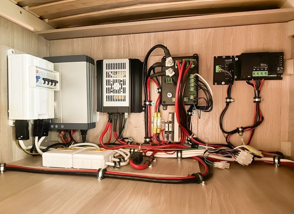 Caravan Electrical Panel With Various Components and Wiring — Pete's Auto Electrical in Cranbourne, VIC