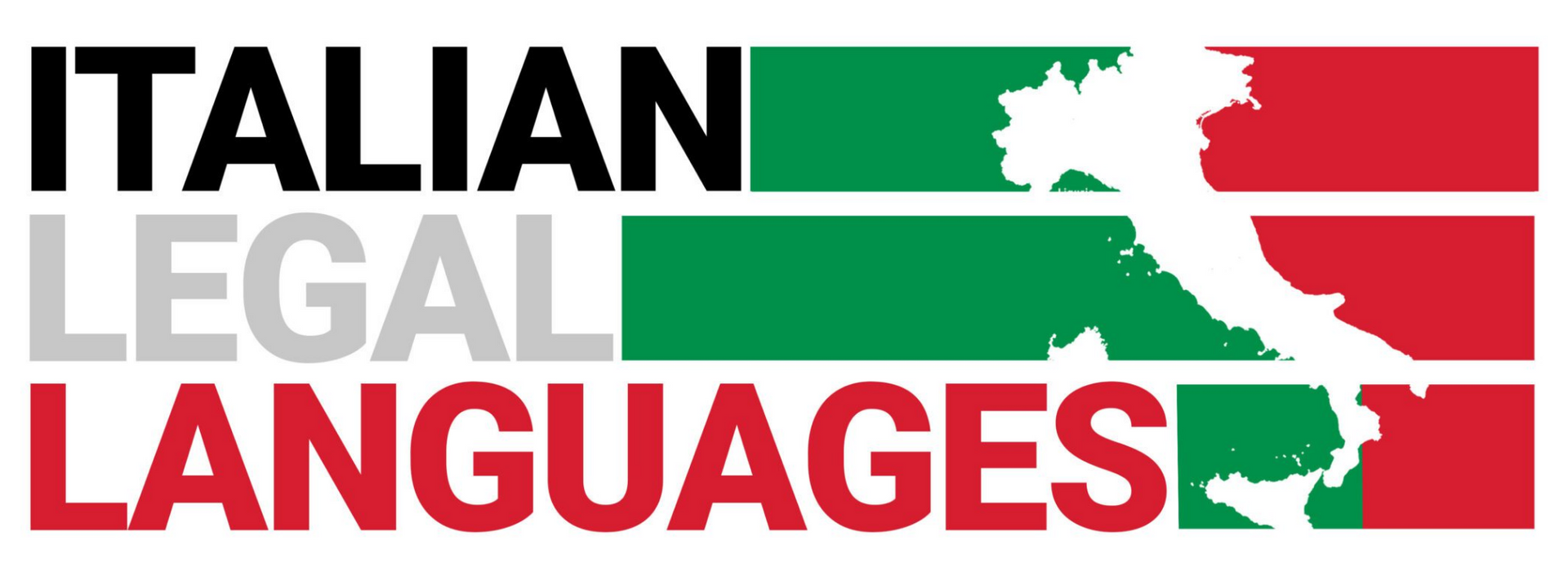 Italian Legal Languages logo with Italian flag colors and white silhouette map of Italy