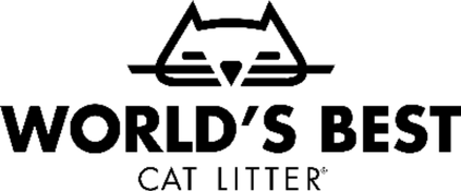 Logo for World's Best Cat Litter featuring a black cat head icon above the brand name.