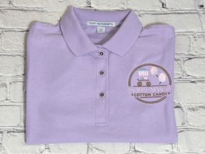 Lavender embroidered polo shirt with custom logo