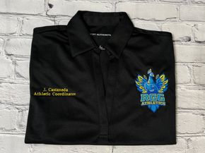 Black embroidered quarter-zip with custom club logo