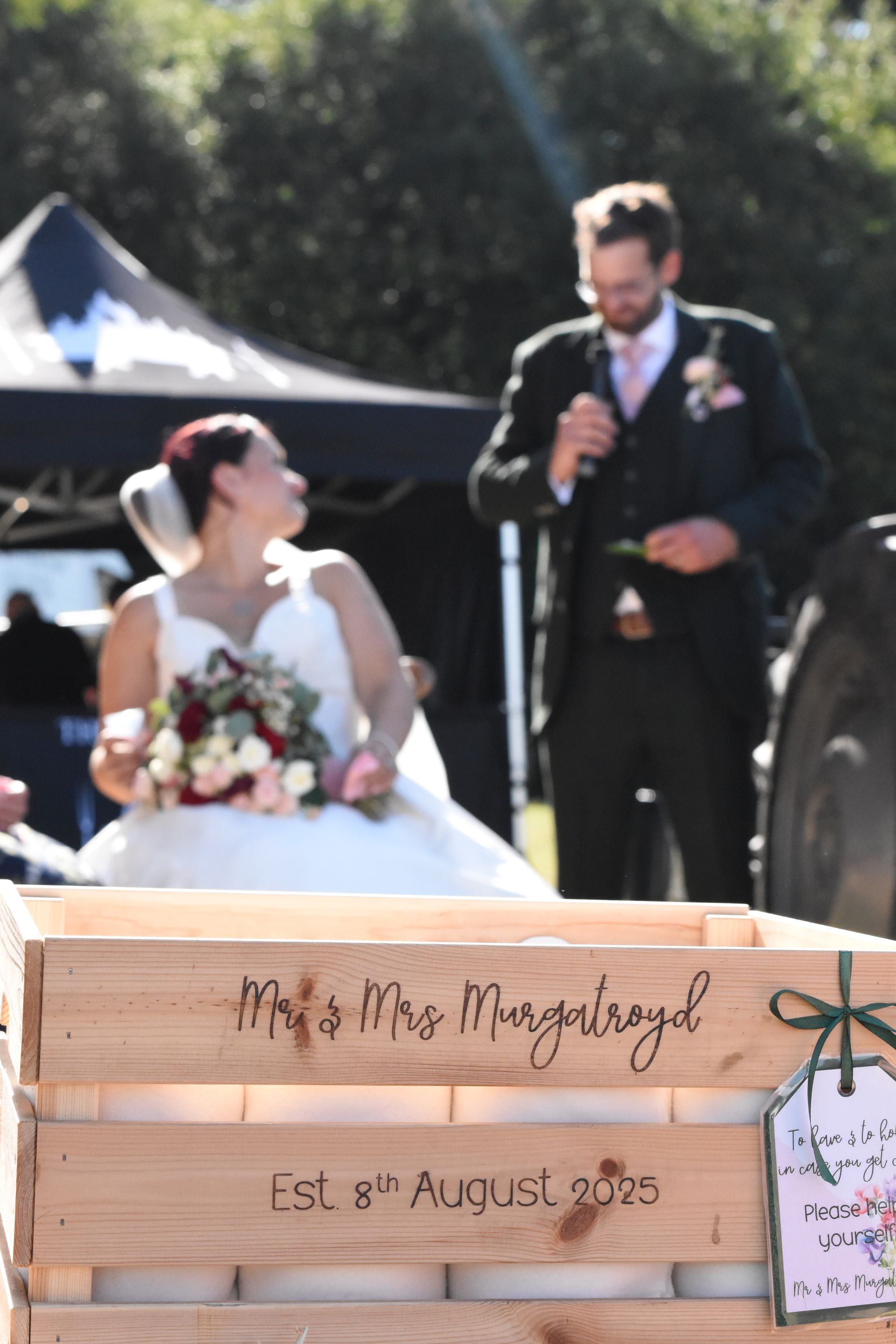 photograph of bride and groom at wedding reception bournemouth poole