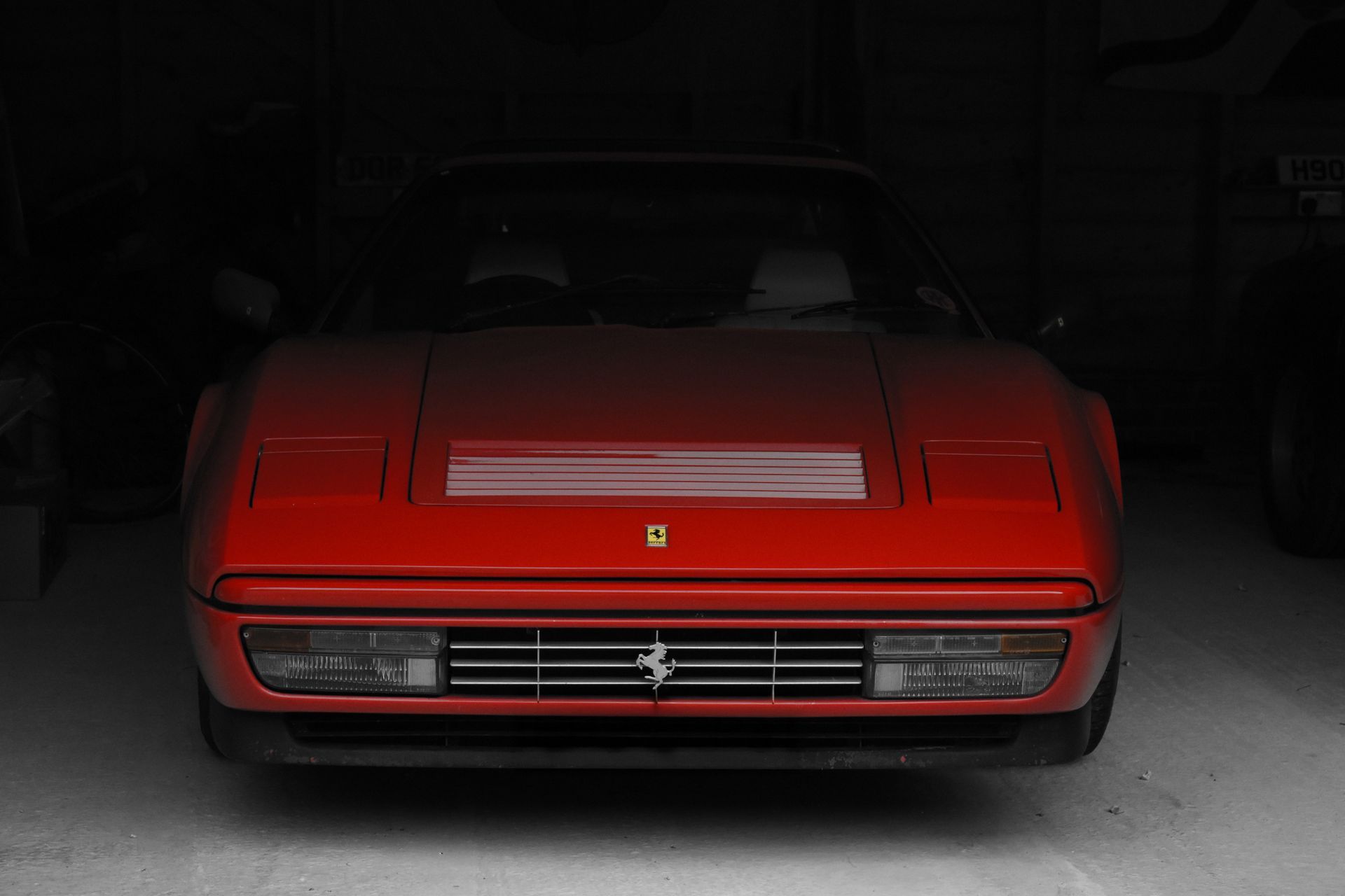 vintage ferrari in garage at bride's father's house bournemouth poole