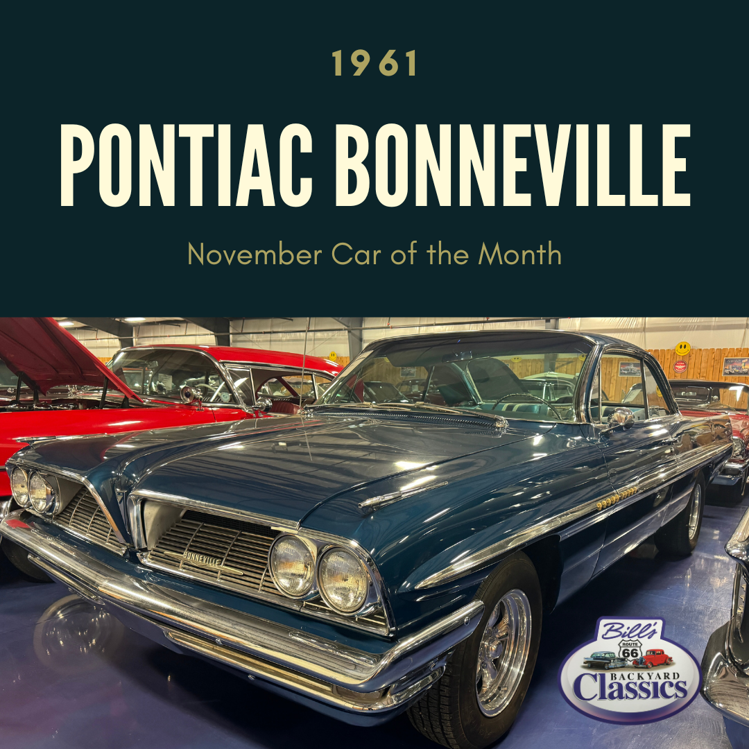 1961 Pontiac Bonneville, blue, in a showroom, 