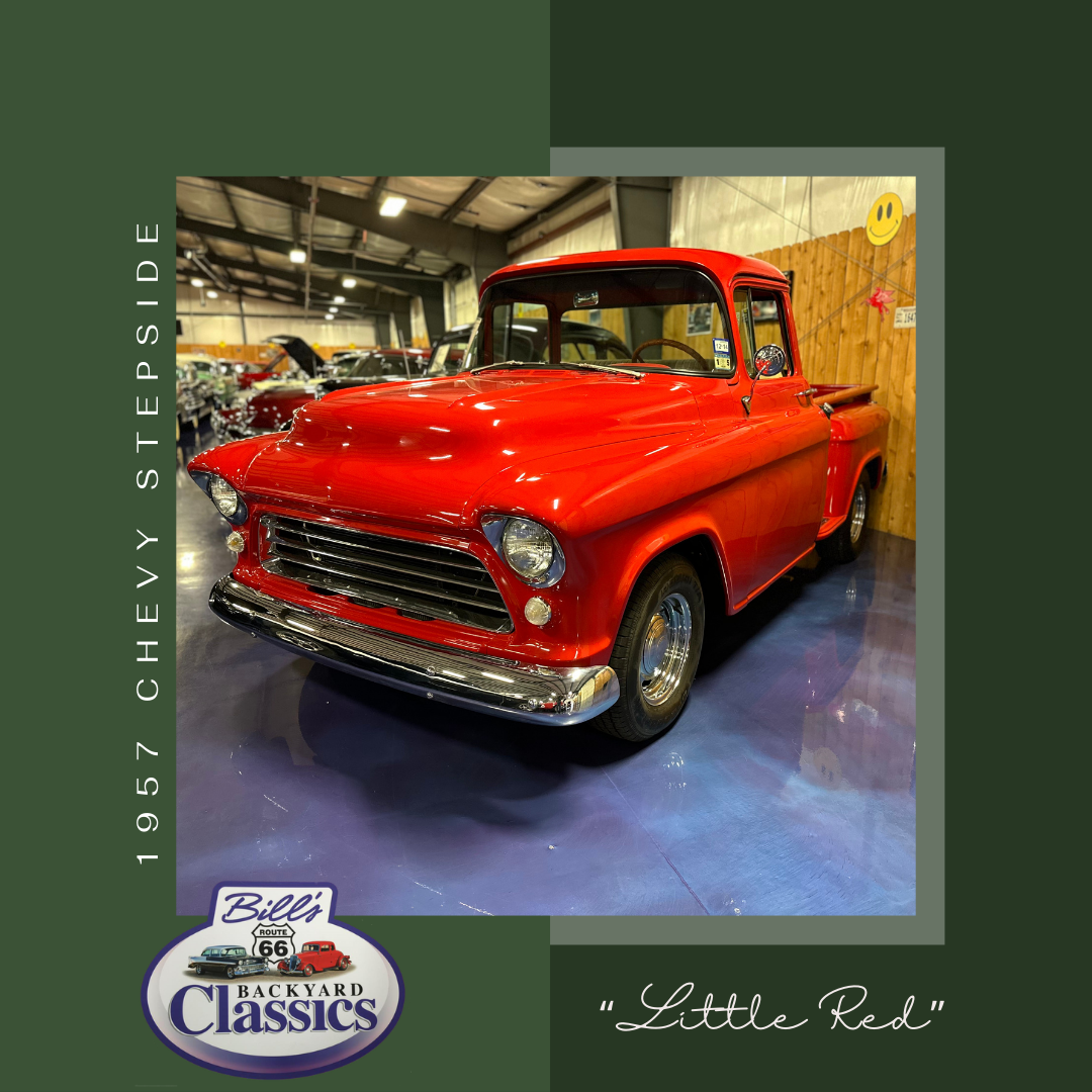 Red 1957 Chevy Stepside truck, 