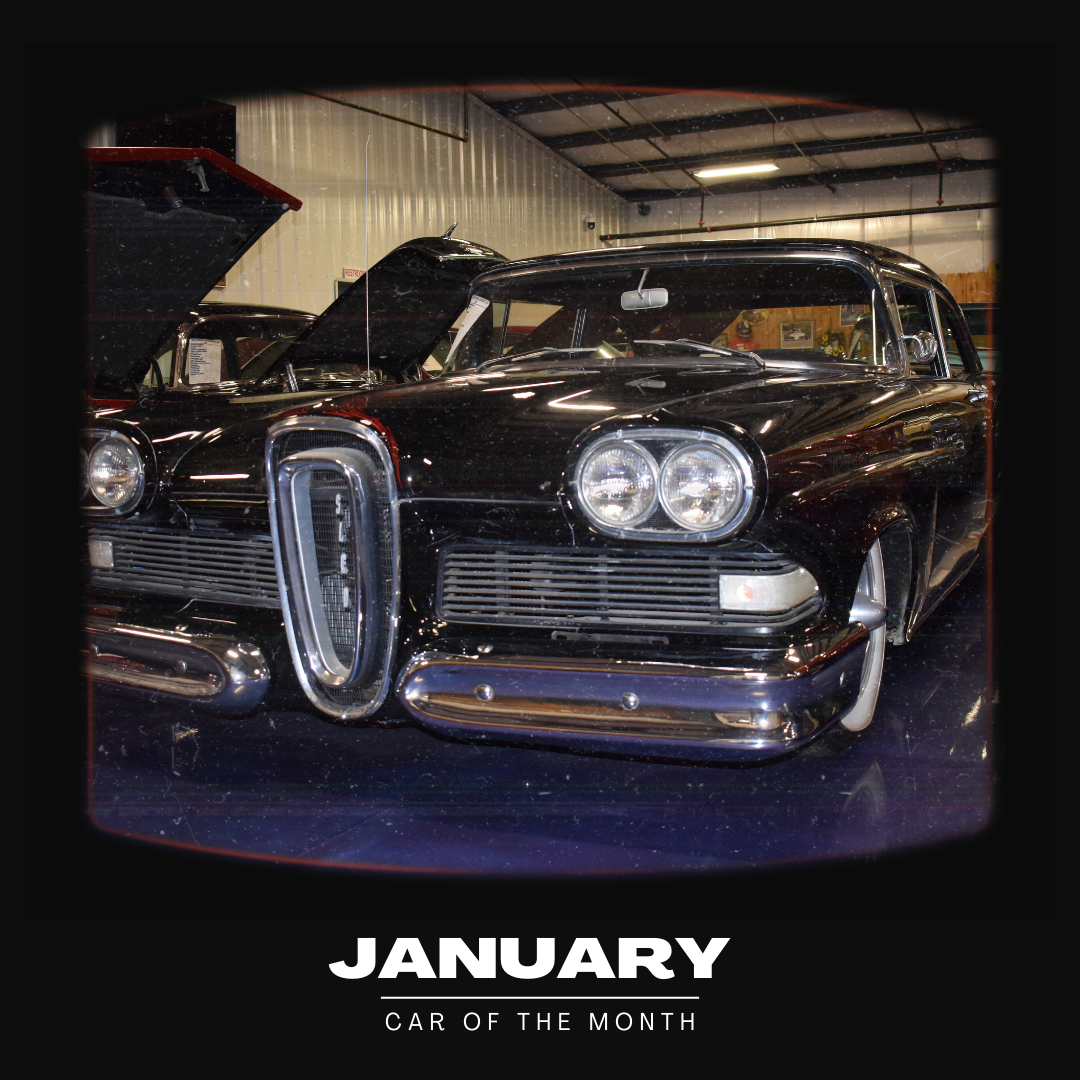 Black classic car, January's 