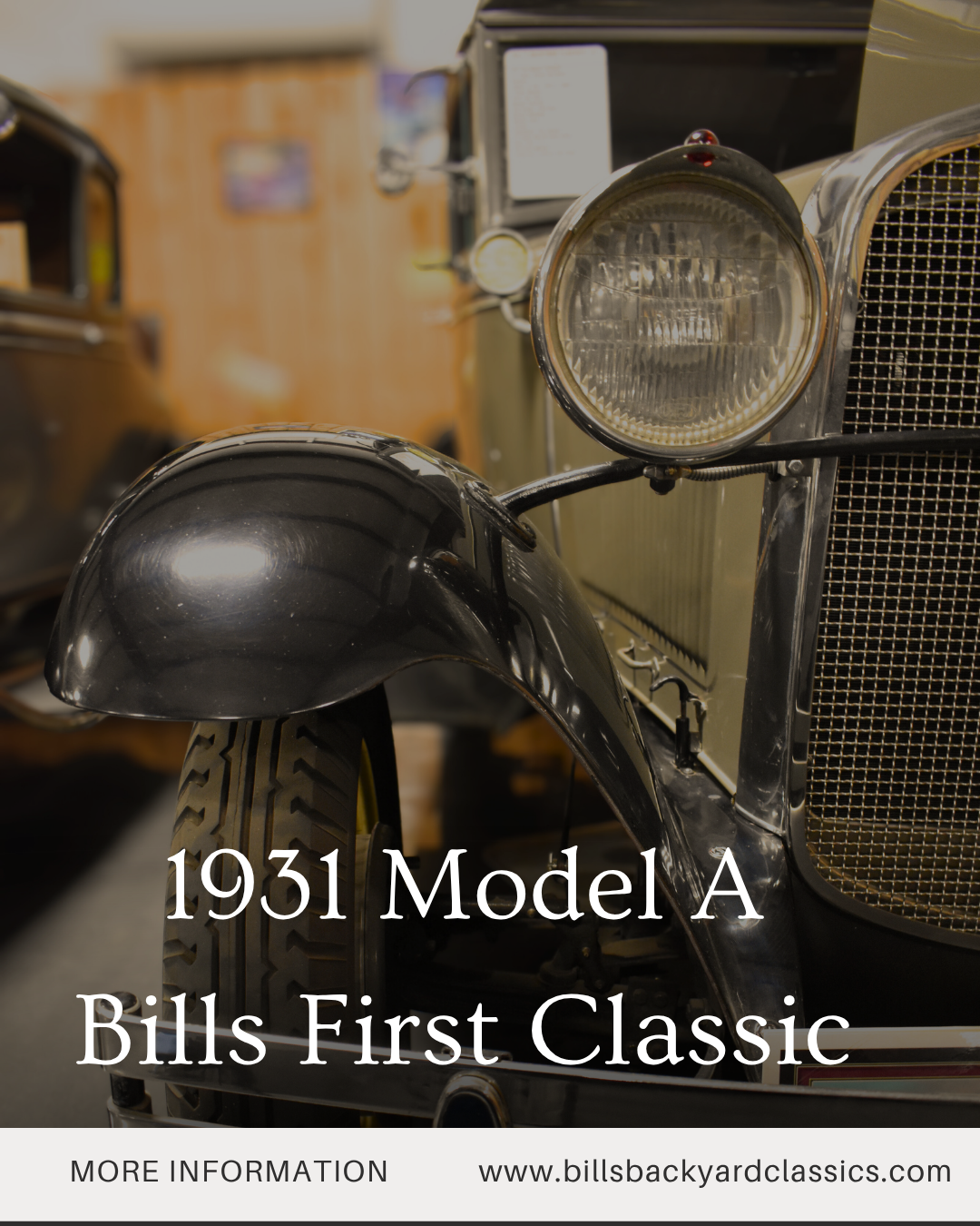 1931 Model A classic car with a black fender and headlight.