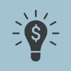 A light bulb with a dollar sign inside of it.