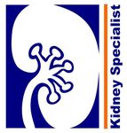 White kidney graphic on blue with "Kidney Specialist" text in orange.