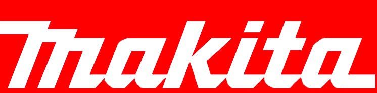 a white makita logo on a red background
