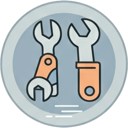 Two wrenches are in a circle on a white background.