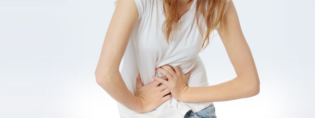 Woman with lower abdominal discomfort from a urinary tract infection