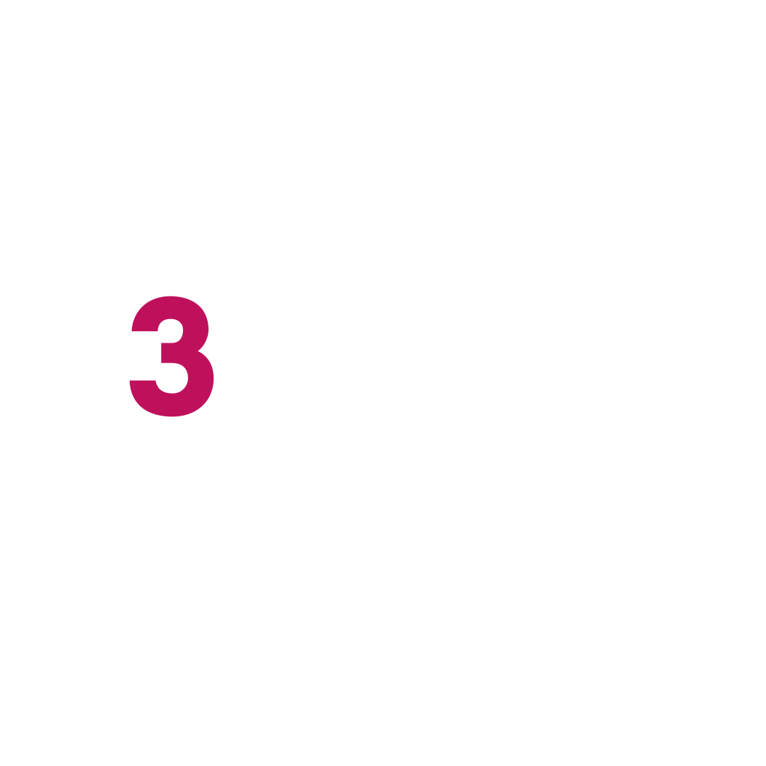Number 3 in magenta on white background.