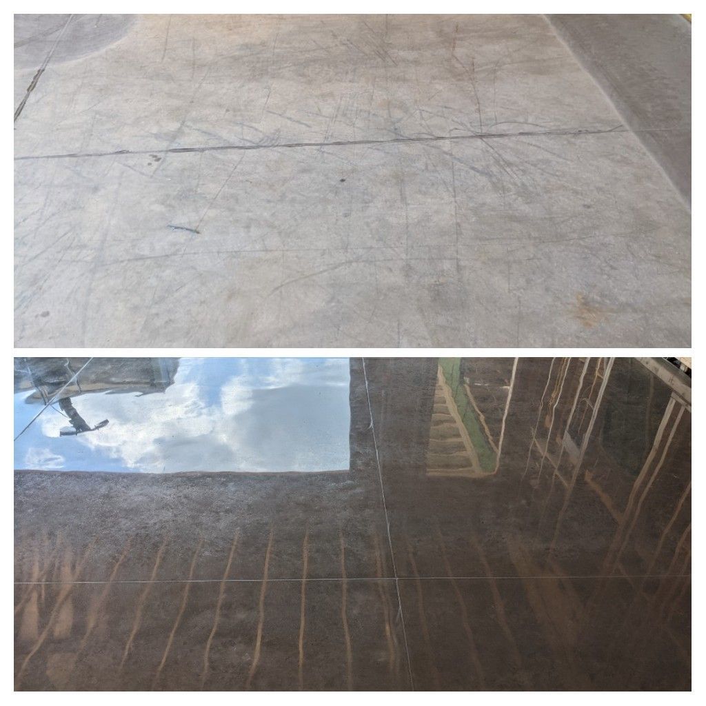 polished concrete floor before and after