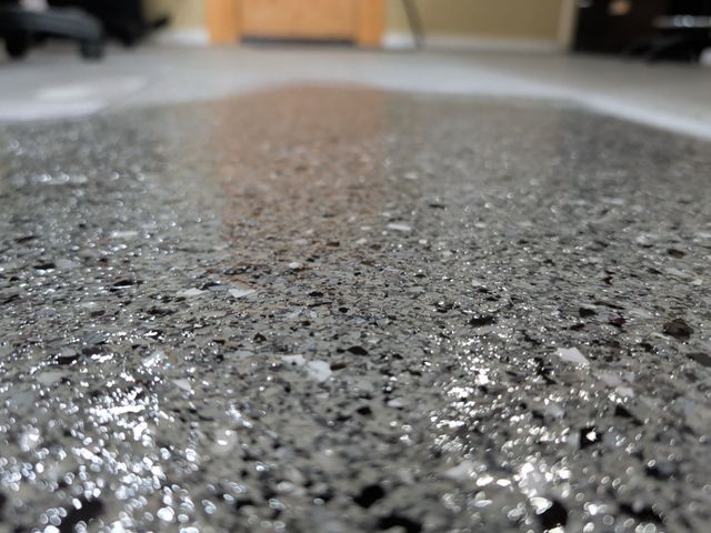 Full broadcast epoxy flake floor at the Columbus Fire Department in Columbus, NC
