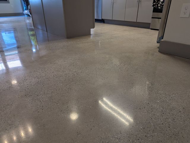 800-grit polished concrete loft floor at Converse Mill Lofts in Spartanburg, SC