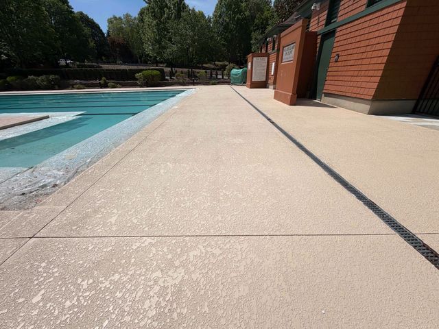 Knockdown pool deck overlay at Biltmore Park Swim Club in Asheville, NC