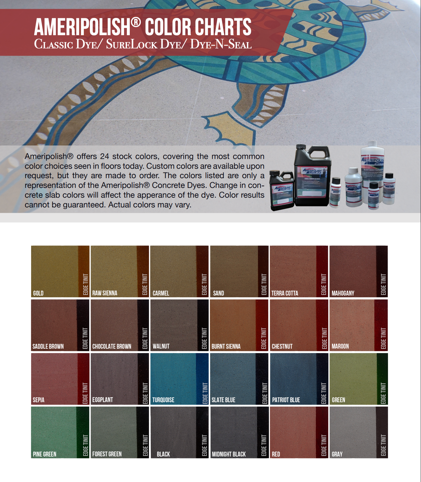 A poster for ameripolish color charts showing different colors