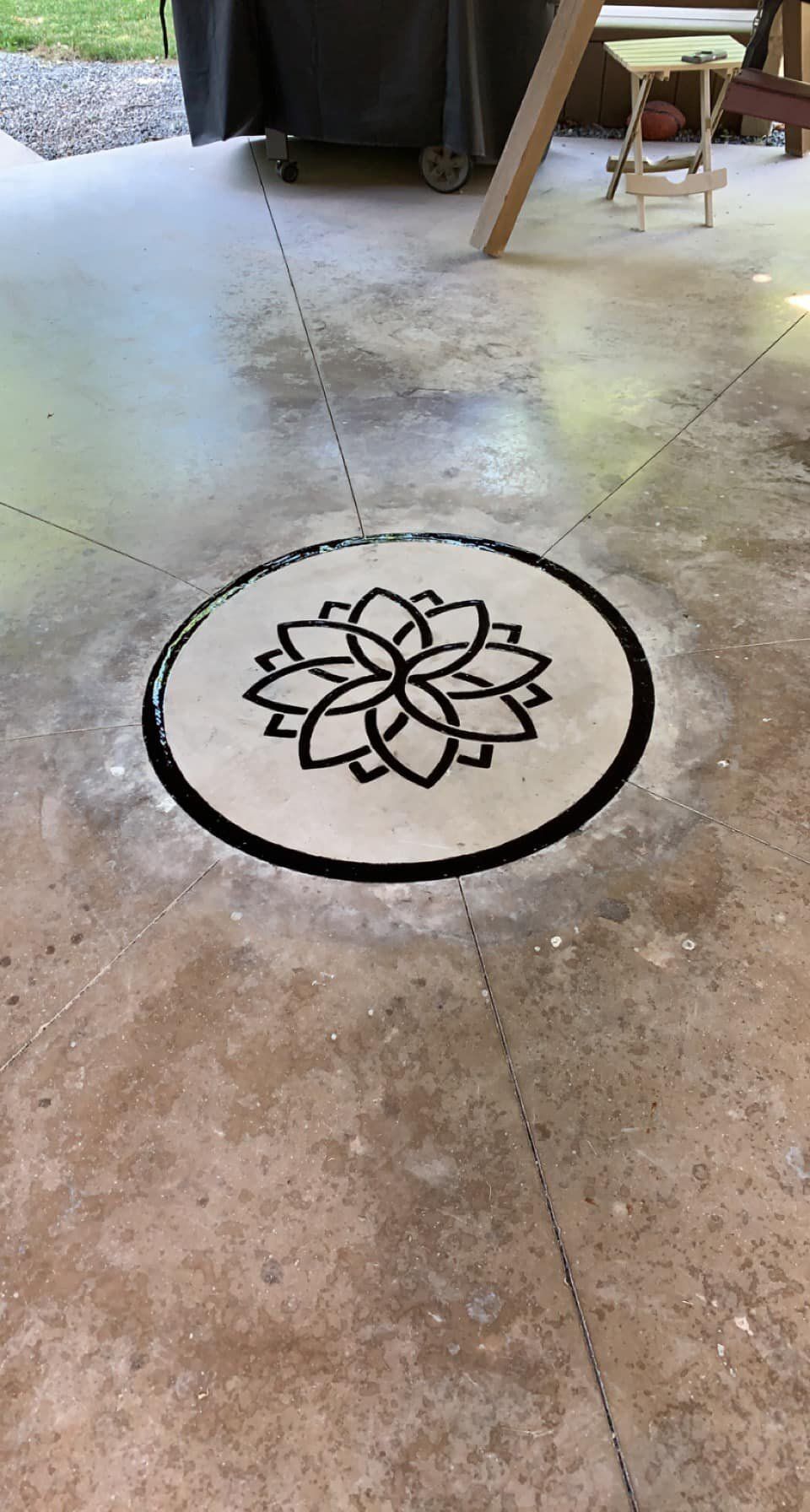 Engraved concrete Lotus