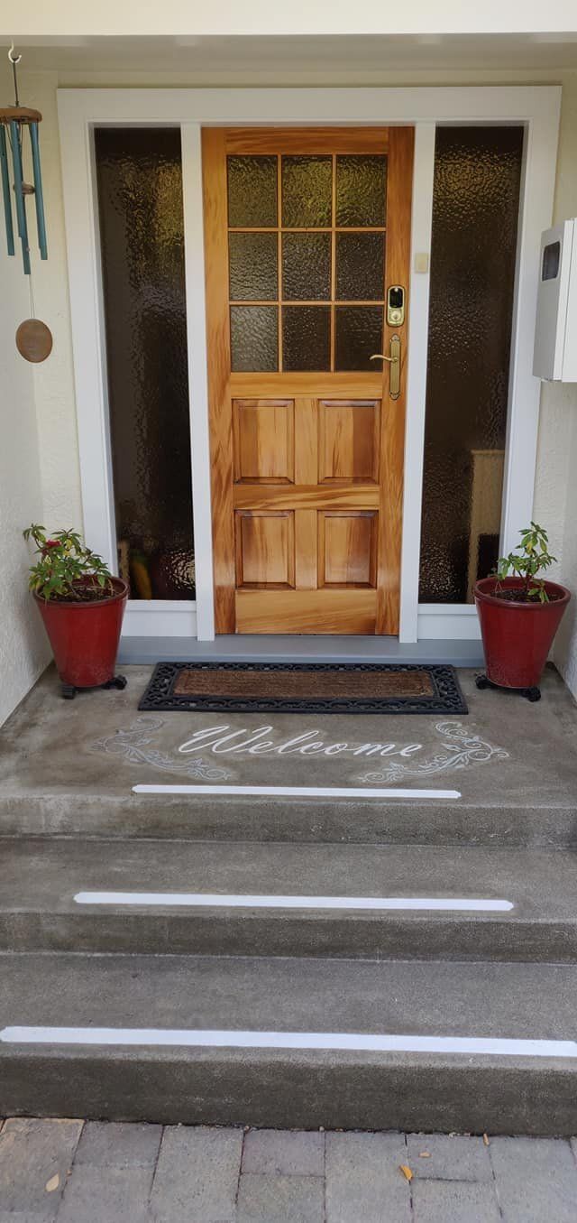 engraved concrete welcome sign