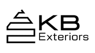 KB Exteriors logo with stylized black house icon and text on white background