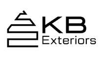 KB Exteriors logo with stylized black house icon and text on white background
