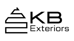 KB Exteriors logo with stylized black house icon and text on white background