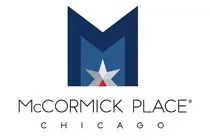 McCormick Place logo: Blue M shape with a star and the name, 