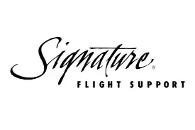 Signature Flight Support logo, black script on white background.