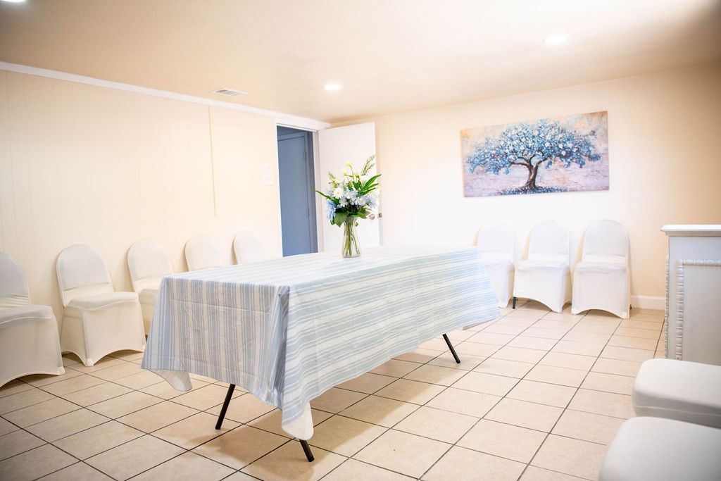 Reception room providing a comfortable gathering space for family and guests.