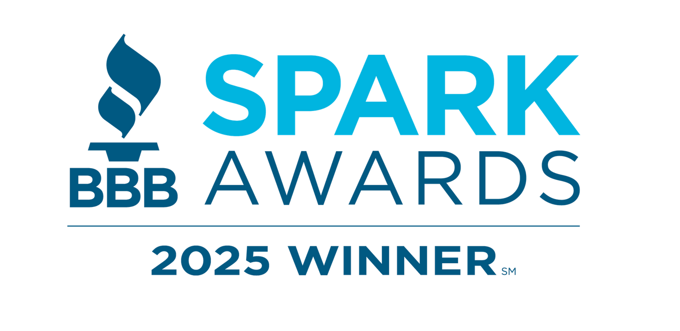 BBB Spark Awards 2025 Winner logo in blue and white with flame icon