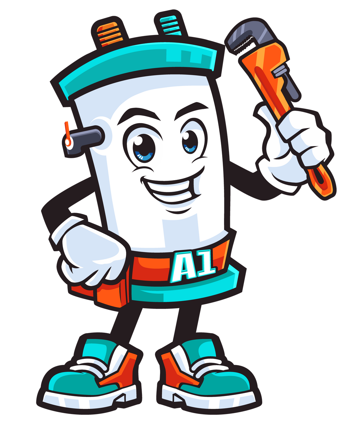 A cartoon illustration of a battery holding a wrench.