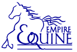 The logo for empire equine shows a horse and the words empire equine