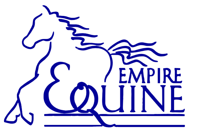 The logo for empire equine shows a horse and the words empire equine