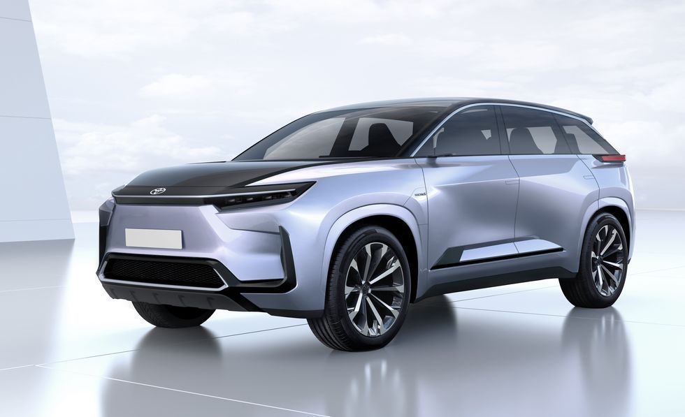 Silver SUV concept car in a bright studio, shown in three-quarter front view
