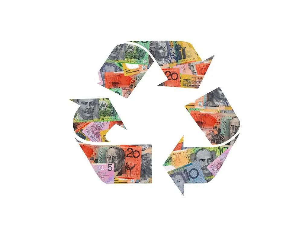 Recycling Symbol Filled With Australian Banknotes — B & B Scrap Metal in Noosa, QLD