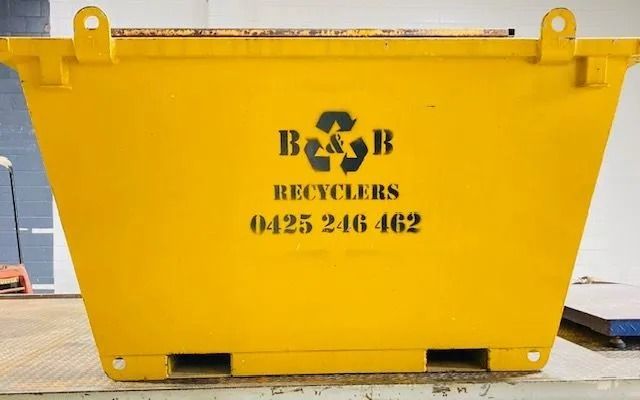 Yellow Recycling Bin With Company Logo 