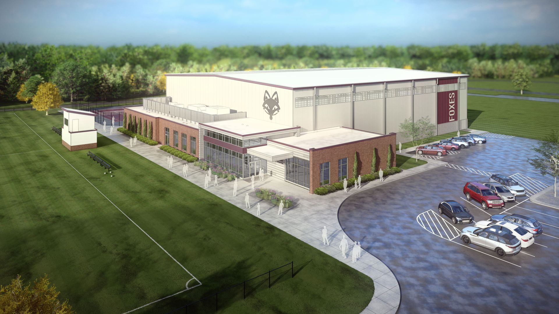 Rendering of the exterior of the Trout Center